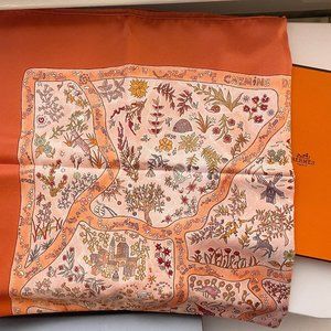 Like New Never Worn Hermes Silk Scarf Orange Coral